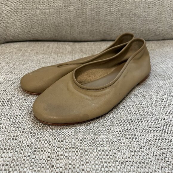 Jenni Kayne Charlotte Ballet Flat in Khaki Brown Leather Size 38 (8 Equivalent) - Picture 3 of 14